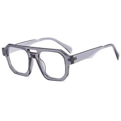 Retro Pilotensonnenbrille Doppelsteg Geometrischer Quadratischer Großer Rahmen UV400 Schutz PC AC Material Mode