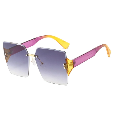 Oversized Square Rimless Sunglasses For Women UV400 Protection Gradient PC Lens Metal Bridge Chic Fashion Eyewear