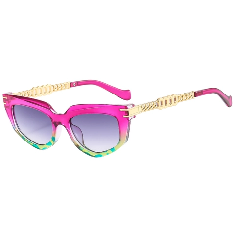 Occhiali Da Sole Cat Eye Alla Moda Con Aste In Catena Di Metallo Montatura In PC Protezione UV400 Quadrati Retro
