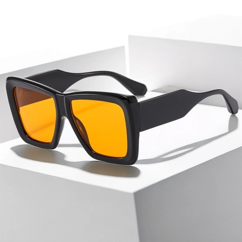Oversized Square Sunglasses Plastic Frame Vintage Retro Style UV400 Protection Fashion Color Blocking Eyewear For Women Men