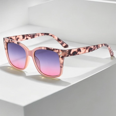 Gafas De Sol Cuadradas De Gran Tamaño Montura PC UV400 Lentes Degradadas Estampado Leopardo Moda Retro Hombre Mujer