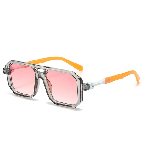 Lunettes De Soleil Carrées Rétro Vintage Double Pont Protection UV400 PC Métal Mode Hommes Femmes