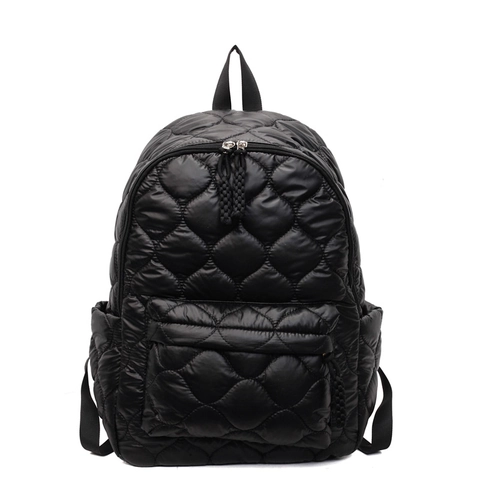 Women Quilted Puffer Backpack Fashion Rhombus Heart Pattern Shiny Nylon Space Cotton School Bag Large Capacity Travel Rucksack