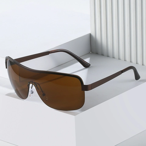 Gafas De Sol Shield De Gran Tamaño Montura De Metal Lentes PC Protección UV400 Moda Y2K Unisex
