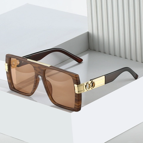 Oversized Square Sunglasses Fashion Flat Top PC Frame Metal Temple Decoration UV400 Protection Luxury Shades For Travel