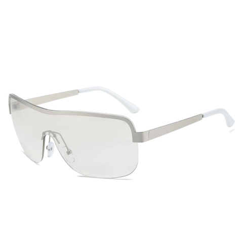 Gafas De Sol Shield De Gran Tamaño Montura De Metal Lentes PC Protección UV400 Moda Y2K Unisex