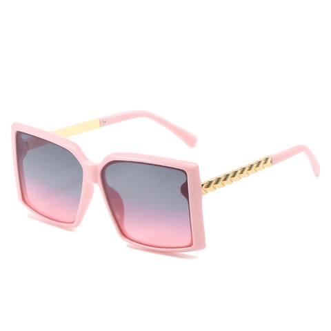 Oversized Square Sunglasses PC Frame Metal Chain Temples UV400 Protection Retro Fashion Travel Party For Women