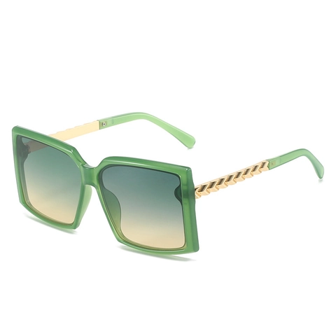 Women's Oversized Square Sunglasses Vintage Metal Chain Temples UV400 Gradient Lens Fashion Eyewear PC Frame Eyeglasses