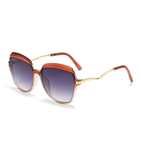 Occhiali Da Sole Oversize Quadrati Cat Eye Con Aste In Metallo Ondulato Montatura In PC Protezione UV400 Per Donna