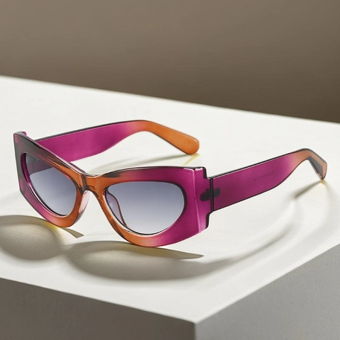 Occhiali Da Sole Cat Eye Protezione UV400 Montatura PC Lenti PC Retro Grandi Alla Moda Stile Vintage Per Donne Uomini