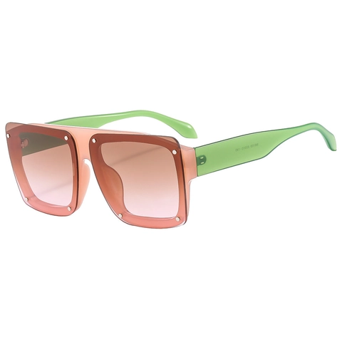 Fashion Square Oversized Sunglasses UV400 PC Frame Rivet Decoration Gradient Lens Retro Eyewear For Women Men