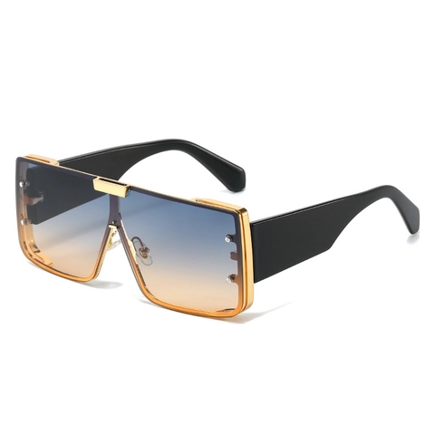Oversized Square Sunglasses Metal Frame UV400 Gradient Lenses Luxury Retro Fashion Rivet Decor Unisex Eyewear