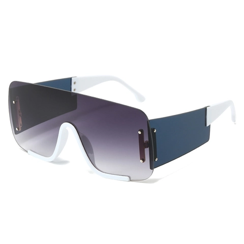 Shield Sunglasses Oversized Square Frame PC Lens UV400 Protection Fashion Retro Rivet Decor For Men And Women