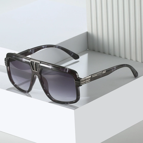 Gafas De Sol Cuadradas Retro Oversize Moda Lentes PC Detalle Rejilla Metálica Protección UV400 Unisex Streetwear