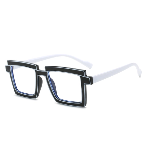Mode TR90 Monture de Lunettes Carrée Pour Femmes Anti Lumière Bleue Style BD 2D Pixel Art Lunettes Décoratives