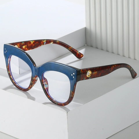Montatura Per Occhiali Da Vista Gatto Da Donna Grande Retro Plastica Metallo Occhiali Ottici Anti Luce Blu Lenti Chiare