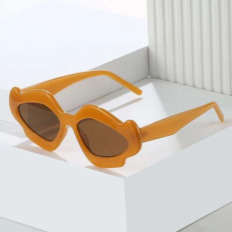 Occhiali Da Sole A Forma Di Labbra Montatura Ondulata Irregolare Materiale PC Protezione UV400 Moda Y2K Accessorio Donne