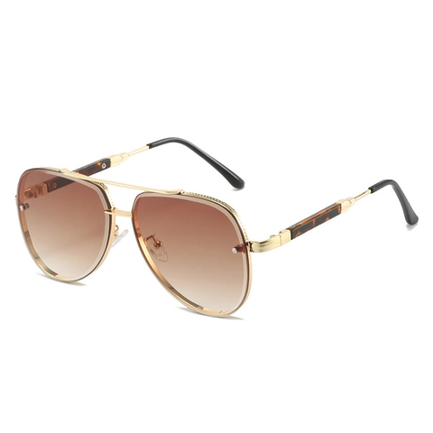 Vintage Aviator Sunglasses Metal Frame Double Bridge Square Gradient Lens UV400 Protection Fashion Eyewear For Men Women