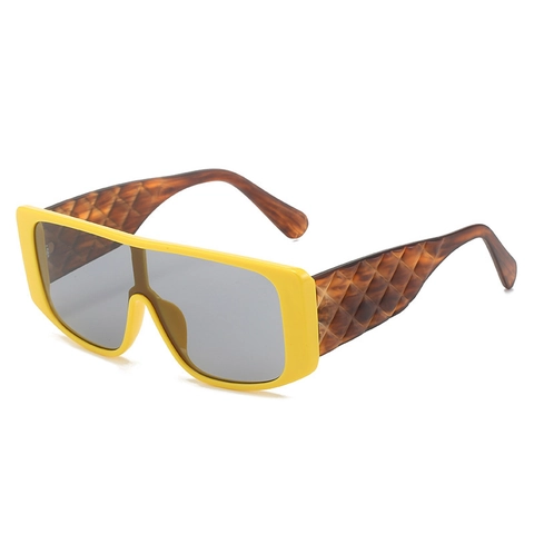 Oversized Square Sunglasses Fashion Shield Integrated Lens UV400 PC Quilted Pattern Temples Luxury Chic Travel Shades