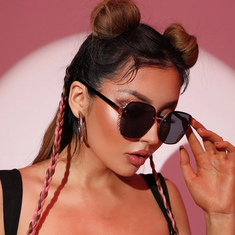 Oversized Geometric Sunglasses Metal Frame Hollow Design PC Lenses UV400 Protection Fashion Punk Style Unisex Eyewear
