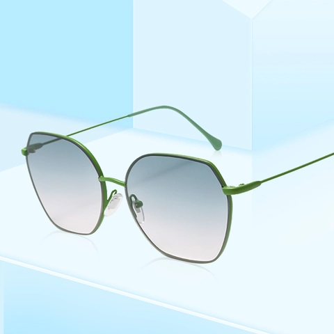 Retro Oversized Hexagon Sunglasses Metal Frame Gradient PC Lenses UV400 Protection Trendy Polygon Eyewear For Women Men
