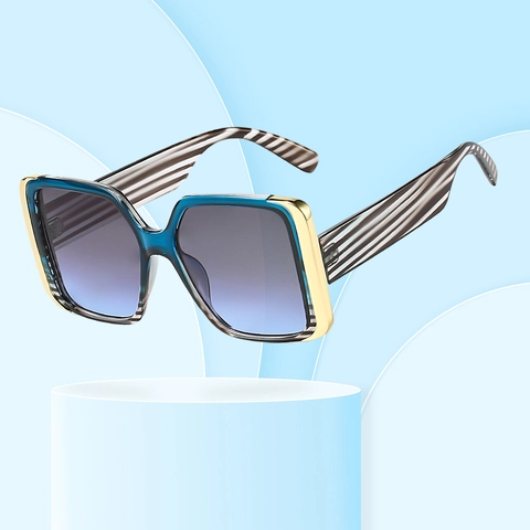 Oversized Vierkante Zonnebril Voor Dames Heren Mode Gradiënt Lens UV400 Metalen Frame Vintage Stijlvolle Outdoor Zonnebril