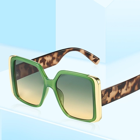 Oversized Vierkante Zonnebril Voor Dames Heren Mode Gradiënt Lens UV400 Metalen Frame Vintage Stijlvolle Outdoor Zonnebril