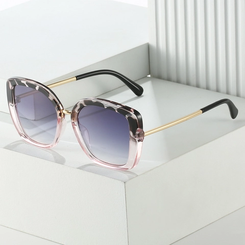 Occhiali Da Sole Quadrati Oversized Moda UV400 PC Lenti Sfumate Aste In Metallo Retro Lusso Donne