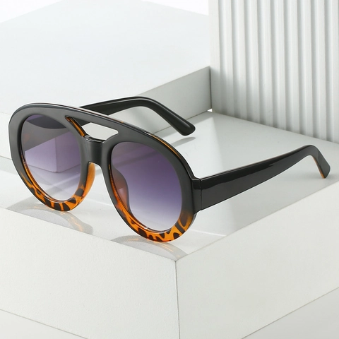 Gafas de Sol de Aviador de Gran Tamaño de Moda Doble Puente Montura de PC Protección UV400 Lentes Degradados para Mujer Hombre Street Style