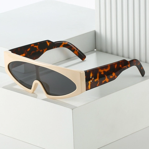Übergroße Shield Sonnenbrille Futuristische PC One Piece Rahmen Mit Metallnieten UV400 Retro Streetwear Unisex