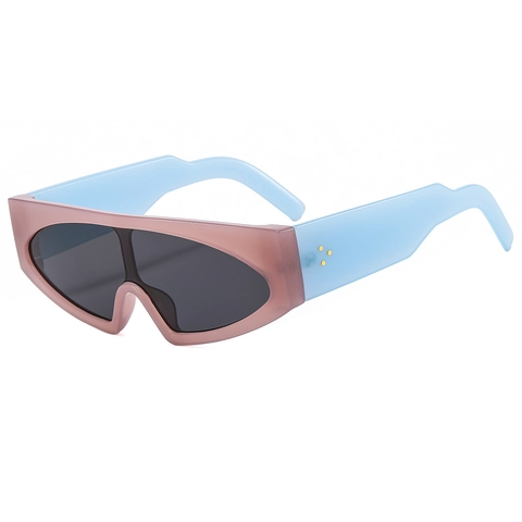 Übergroße Shield Sonnenbrille Futuristische PC One Piece Rahmen Mit Metallnieten UV400 Retro Streetwear Unisex