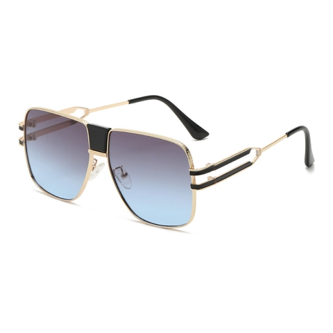 Fashion Square Oversized Sunglasses Vintage Metal Frame Gradient Lens UV400 Protection Luxury Eyewear For Women Men
