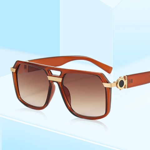 Fashion Square Frame Sunglasses UV400 Protection Oversized Vintage Metal And PC Tinted Lens Eyewear For Men Women