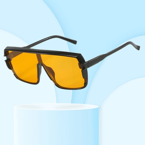 Square Shield Sunglasses UV400 Protection Oversized PC Frame Flat Top Retro Fashion Eyewear For Men Women