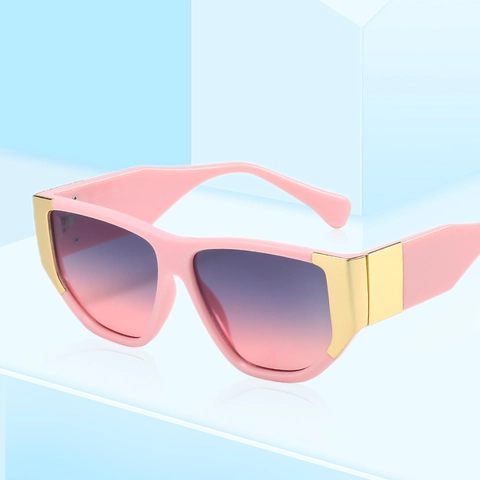 Fashion Square Sunglasses For Women Men Retro Oversized Thick Frame Gold Metal Decor UV400 Protection Eyewear Trend