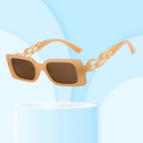 Lunettes De Soleil Rectangulaires Rétro Branches Flammes Creuses Monture PC Protection UV400 Mode Y2K Hommes Femmes