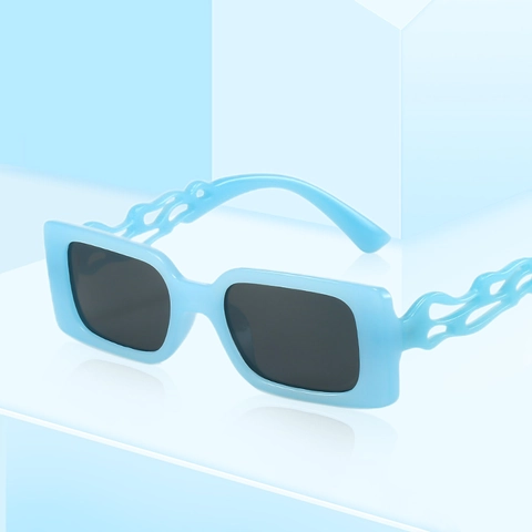 Lunettes De Soleil Rectangulaires Rétro Branches Flammes Creuses Monture PC Protection UV400 Mode Y2K Hommes Femmes