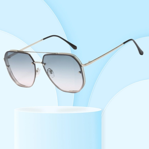 Lunettes De Soleil Pilote Rétro Métal Double Pont Verres Dégradés PC Protection UV400 Mode Pour Hommes Femmes