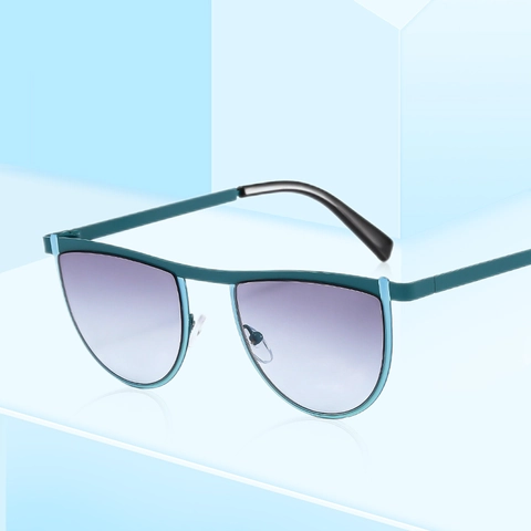 Gafas De Sol De Ojo De Gato Geométricas Montura Metálica Lentes Degradados Protección UV400 Moda Chic Mujer