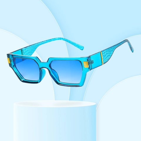 Square Frame Sunglasses UV400 Protection PC AC Materials Crocodile Pattern Temples Metal Decor Vintage Fashion Eyewear