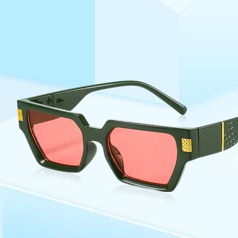 Square Frame Sunglasses UV400 Protection PC AC Materials Crocodile Pattern Temples Metal Decor Vintage Fashion Eyewear