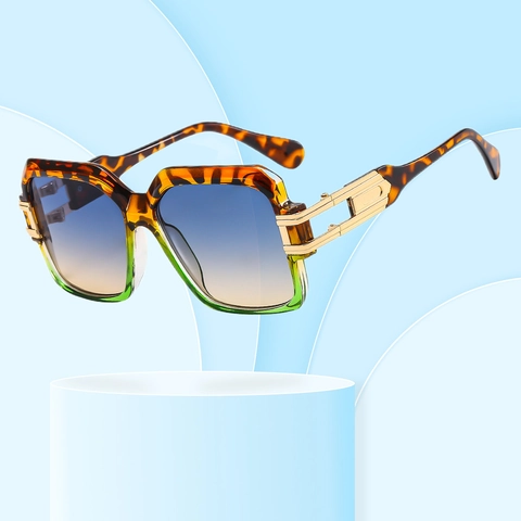 Square Frame Sunglasses For Women And Men UV400 Protection Oversized Retro Chic With Metal Hollow Temples