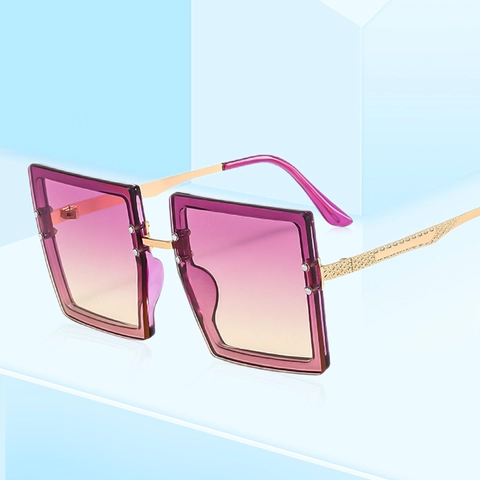 Oversized Square Sunglasses Fashion UV400 Gradient PC Lens Metal Temples Trendy Eyewear For Men Women