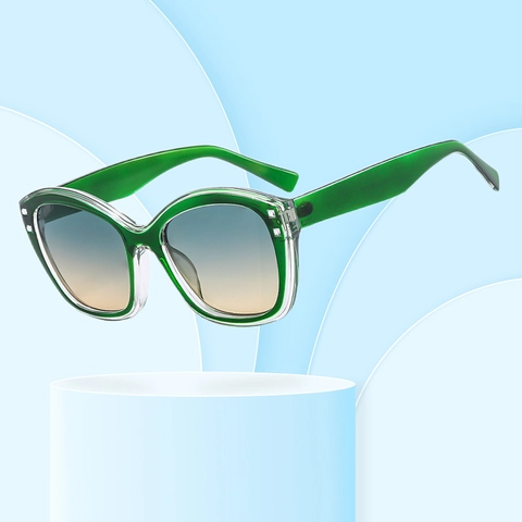 Square Cat Eye Sunglasses Retro Oversized UV400 Protection PC Frame Contrast Color Vintage Fashion For Women
