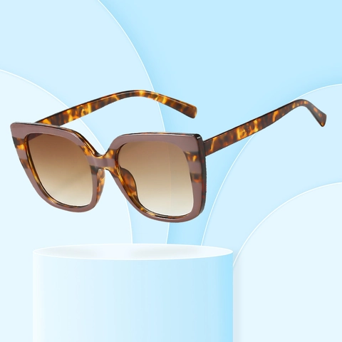 Gafas De Sol Cuadradas De Moda Montura Retro Con Estampado De Leopardo Protección UV400 Ojo De Gato Extragrande Para Hombres Y Mujeres
