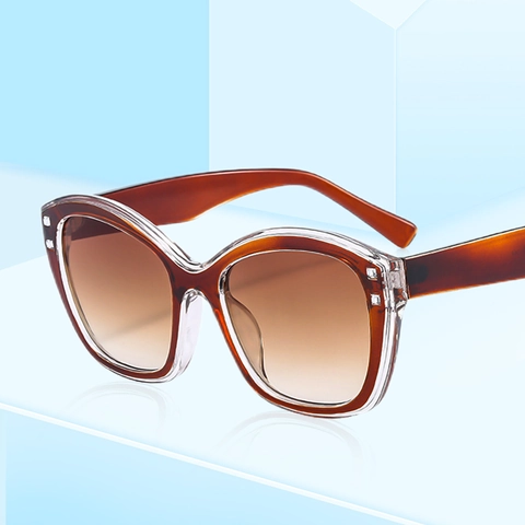 Square Cat Eye Sunglasses Retro Oversized UV400 Protection PC Frame Contrast Color Vintage Fashion For Women