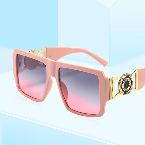 Oversized Square Sunglasses For Women Luxury Fashion Retro Gradient Lens UV400 Protection PC Frame Metal Decoration