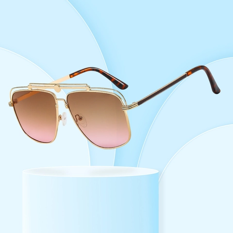 Occhiali Da Sole Aviatore Vintage Doppio Ponte Montatura Metallo PC Protezione UV400 Occhiali Moda Uomo Donna