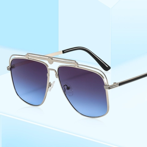 Occhiali Da Sole Aviatore Vintage Doppio Ponte Montatura Metallo PC Protezione UV400 Occhiali Moda Uomo Donna