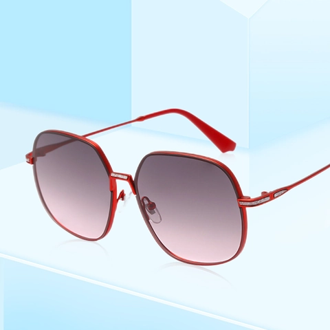 Dames Oversized Polygon Zonnebril Metaal PC Frame Gradiënt Lenzen UV Bescherming Retro Vintage Stijl Glinsterende Details